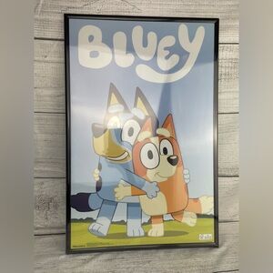 15" x 22" Framed BLUEY Paster Wall Decor - NEW